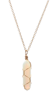 Wholesale OPALITE WIRE WRAPPED GOLD 18" CHAIN NECKLACE